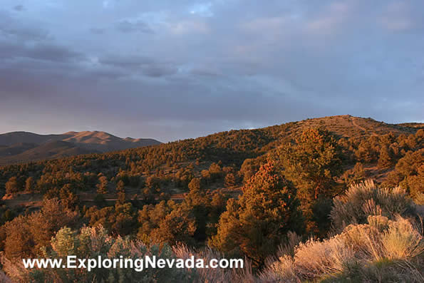 Colorful Sunset Over the Hills Around Austin, NV