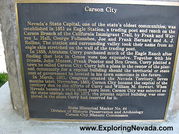 Sign About the History of Carson City, Nevada