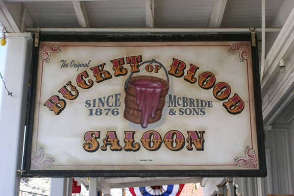 Sign for the Popular Bucket of Blood Saloon in Virginia City