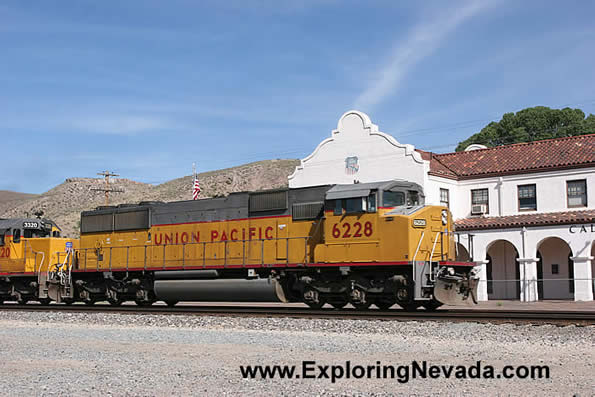 Union Pacific Train Rumbles By Caliente Depot