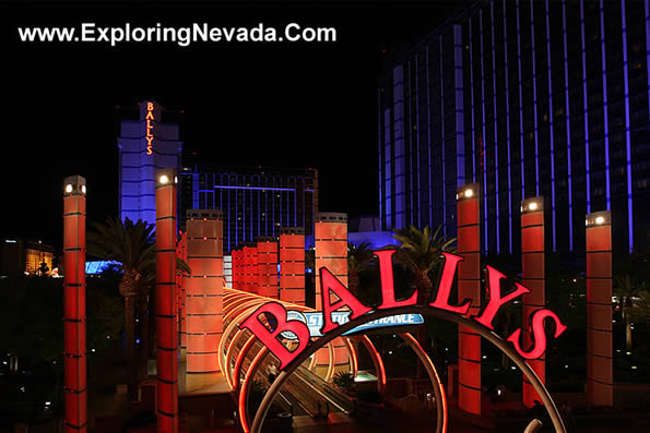 The Entrance to Bally's Hotel & Casino [red lights]
